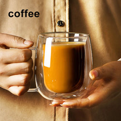 Double-Layer Water Cup, Household Breakfast Cup, Heat-Resistant and Anti-Scalding, Simple Latte Milk Cup with Handle, Coffee Cup, Glass Cup