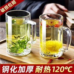 Tea Cup with Handle, Glass Cup for Home Use, High Temperature Resistant Water Cup for Making Tea and Drinking Water, Large Capacity, Tempered and Thickened Beer Cup