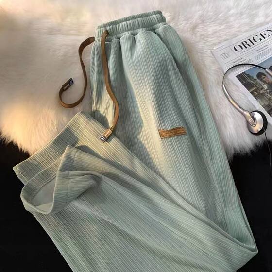 Clear warehouse picking counters to withdraw the ice silk straight sports pants men's summer thin, wide -leg loose, loose and casual trousers
