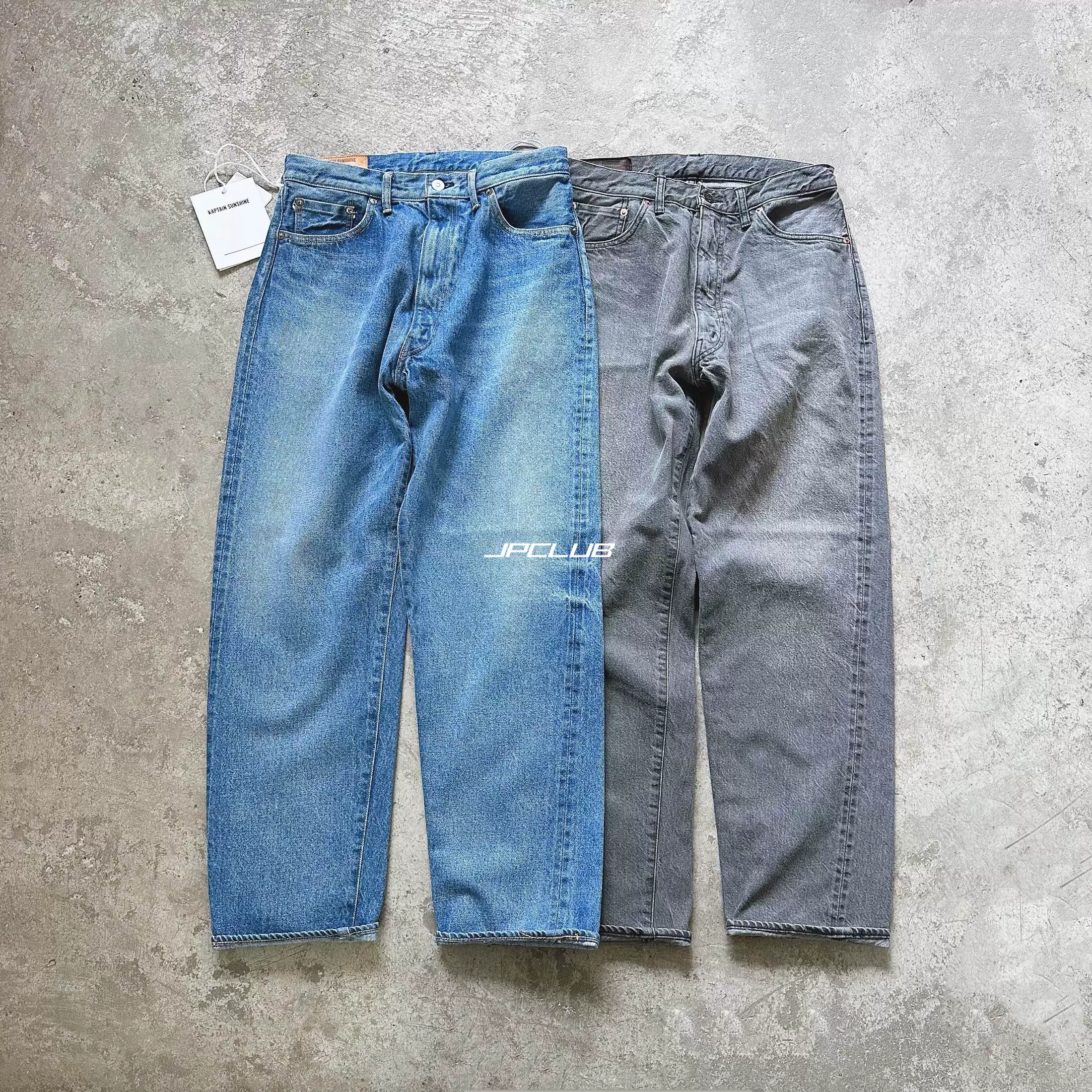 国现KAPTAIN SUNSHINE 24SS 5P Zipper Front 日产蓝黑水洗牛仔裤