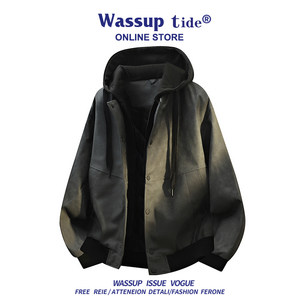 
WASSUP TIDE men's leather jacket autumn American trendy brand loose riding leather jacket fashionable design jacket