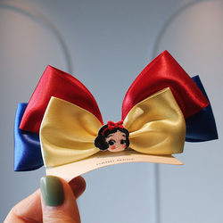 Snow White Fugitive Princess 3D Bow Hair Clip for Girls, Bun Top Clip, Children's Cute Hairpin Headwear
