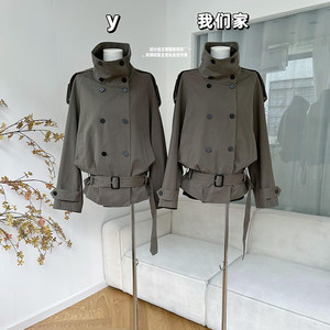 
Late July Lyocell design stand-up collar short windbreaker for women autumn double-breasted retro loose and versatile coat