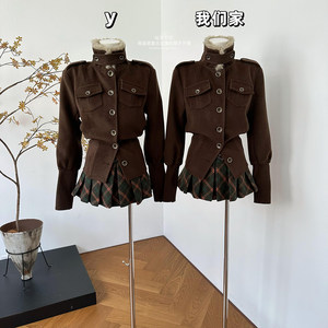 
At the end of July, Songcha Cocoa high-end retro metal buckle jacket for women in autumn new woolen jacket top