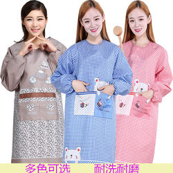 Apron Korean Style Fashionable Kitchen Long-Sleeved Smock for Home Use Adult Women and Men Apron Work Clothes Oil-Proof and Waterproof 
