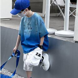 Gradient Pure Cotton Medium and Large Children's Clothing Boys' Short-Sleeved T-Shirt Pure Cotton Summer New Style Children's Baby Half-Sleeved Top Boys'