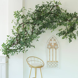 Simulated Green Plants, Artificial Plants, Landscaping, Green Leaves, Rose Leaves, High-End Light Luxury Villa Staircase Decoration, Simulated Vine Leaves