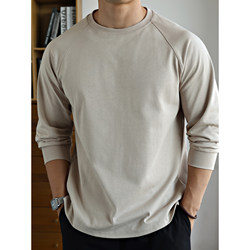 Explosive Brother [Deconstructed Aesthetics] 350g Pure Cotton Oversized Raglan Long-Sleeve T-Shirt Men's Crew Neck Autumn and Winter Base Layer Shirt