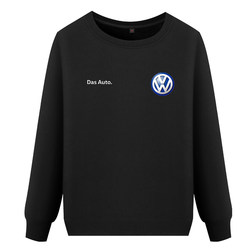 Shanghai Volkswagen Logo Crew Neck Sweatshirt with Fleece, Automotive 4S Store Unisex Workwear with Logo Print, Car Enthusiasts' Clothing
