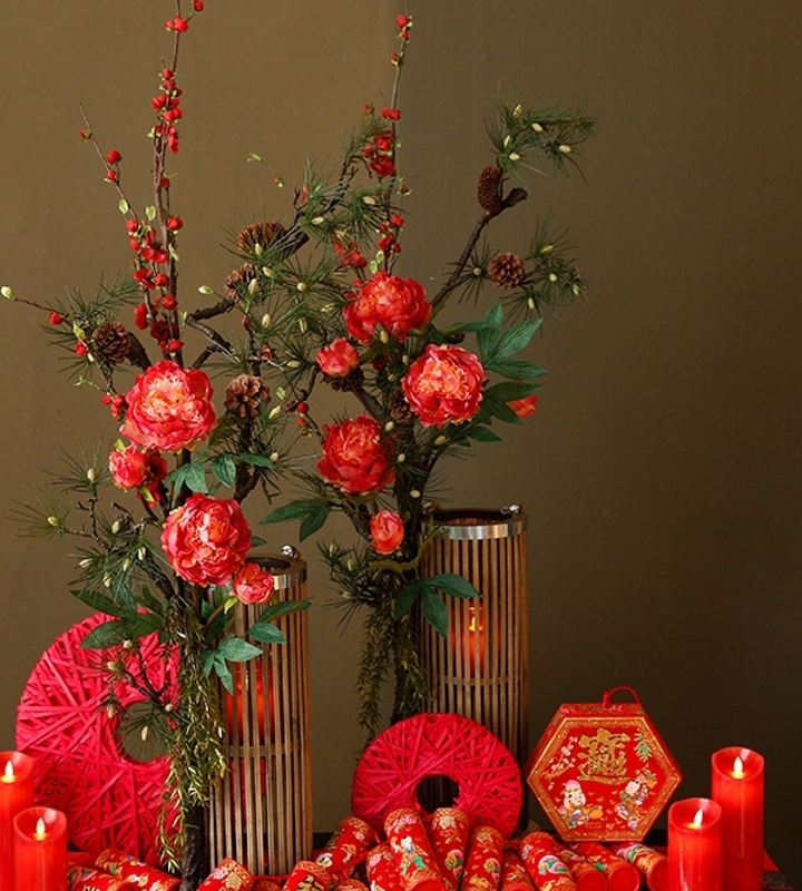 晶华新年仿真花艺新春桌面摆件 田心姐姐