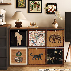 Vintage-Style Clothing Storage Box, Kalek Grid Cabinet Storage Basket, Retro Household Fabric Folding Drawer Organizer