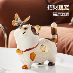 Enamel Light Luxury Modern High-End Lucky Cat Ornament Living Room Desktop Home Decoration Cute Cat Figurine
