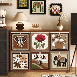 Medieval Style Foldableing Storage Box Kalike Plaid Cabinet Storage Box Drawer-Type Storage Organizer Fabric Storage Basket