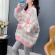 Japanese college style Polo neck sweet pullover sweater for women in autumn 2024 new loose mid-length casual top
