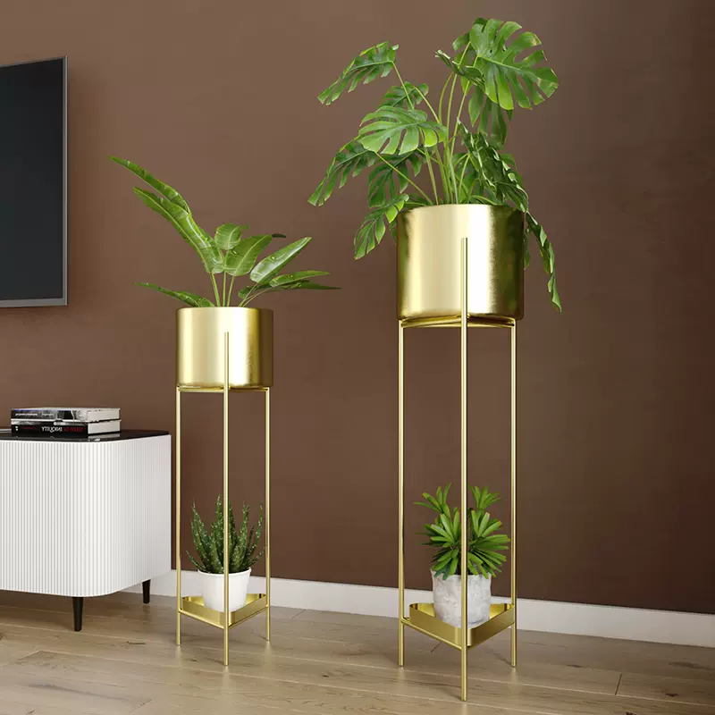 北欧轻奢花架铁艺花盆架子客厅金属室内落地盆景架阳台多 北欧轻奢花架铁艺花盆架子客厅金属室内落地盆景架阳台多