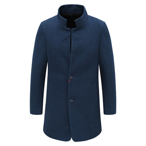 
AB1303 Bonner off-size clearance autumn and winter middle-aged men's 56.4 wool dark blue stand-collar mid-length woolen coat