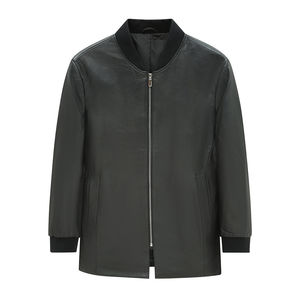 
H1273 off-code clearance spring and autumn men's fashion simple casual black baseball collar sheepskin leather jacket