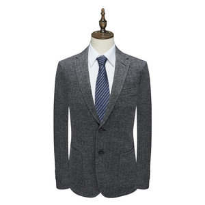 
AL217 off-size clearance spring and autumn men's business gentleman gray cotton and wool blended thick suit jacket