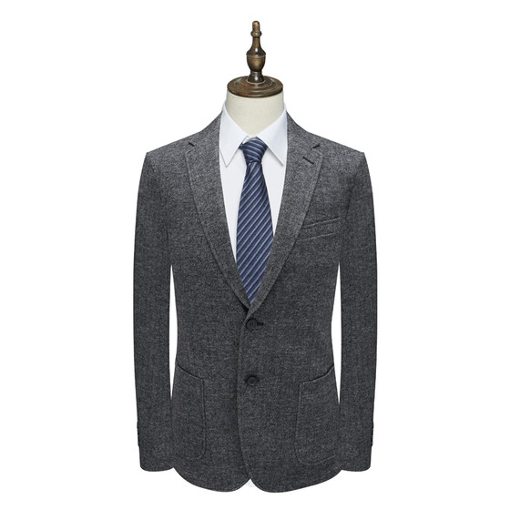 
AL217 off-size clearance spring and autumn men's business gentleman gray cotton and wool blended thick suit jacket