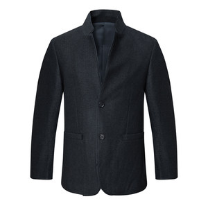 
AL204 Australian seasonal off-size clearance autumn and winter middle-aged men's business casual black stand-up collar warm woolen coat