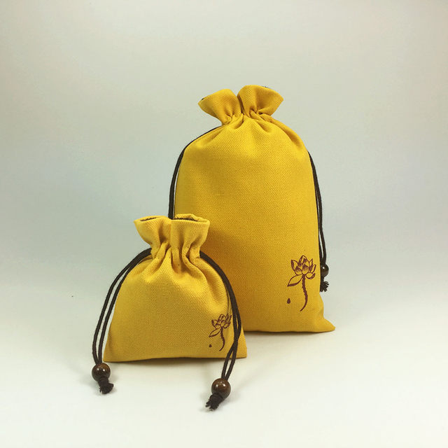 Beads Hand String Cloth Bag Lucky Bag Yellow Cloth Bag Jewelry Bag ...