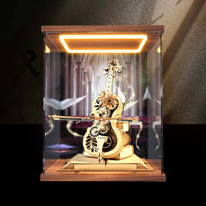 Applicable to ROKR Ruoke Secret Realm Cello Music Music Box Figure Acrylic Storage Rack Back-type Light Display Cabinet
