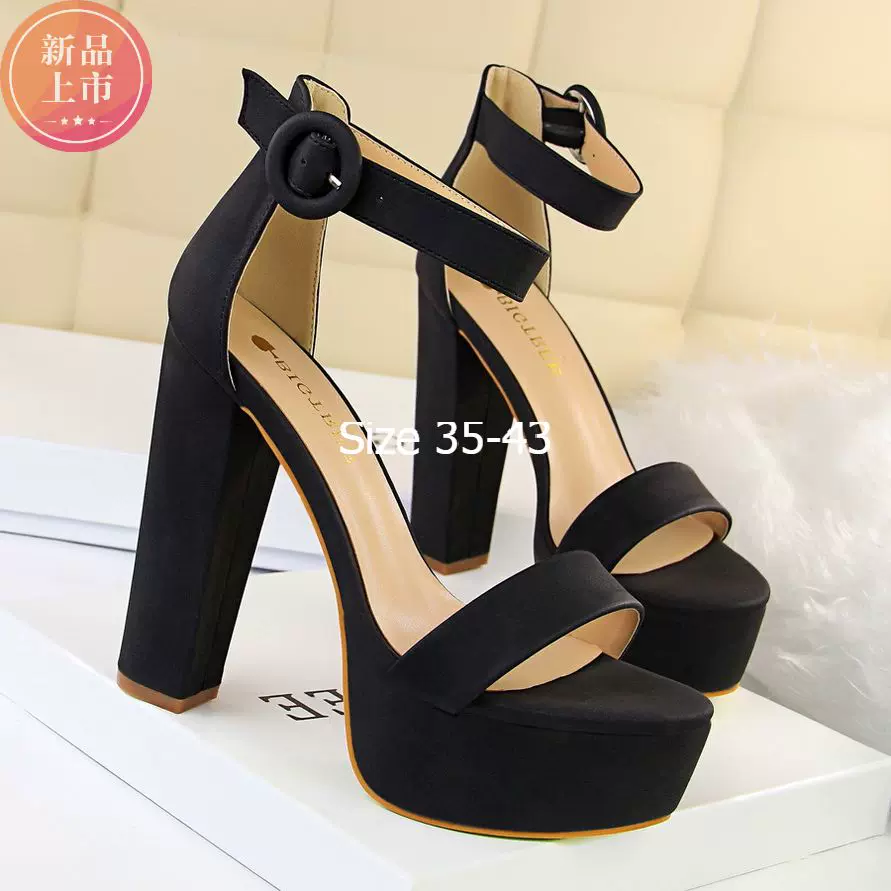 Women Ankle Strap Sandals Lace Up High Block Heels Shoes-Taobao