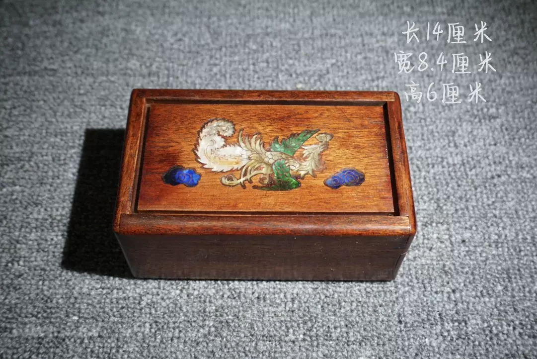 花梨木製細密彫貝殼嵌彩繪事事如意紋首飾盒置物古賞物古美術品稀少珍蔵