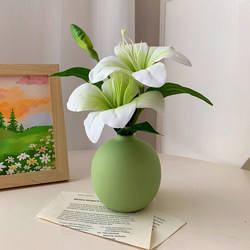 Small Fresh Artificial Lily Flowers, Fake Flowers, Ceramic Vase, Flower Arrangement, Soft Decoration, Living Room, Dining Table, Bedroom Decoration, Indoor Ornaments