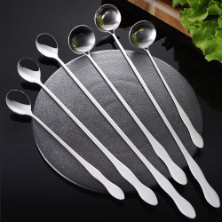 Stainless Steel Seasoning Spoon Stirring Mini Spoon Restaurant Hotel Kitchen Commercial Long-Handled Oil Spoon Restaurant Seasoning Spoon
