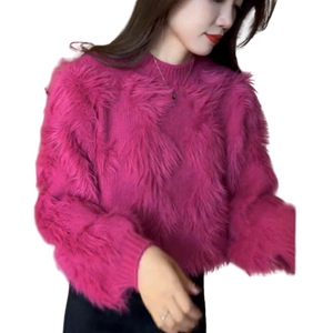 Imitation mink velvet thickened sweater for women in 2025 autumn and winter new lazy style loose style plush knitted base shirt