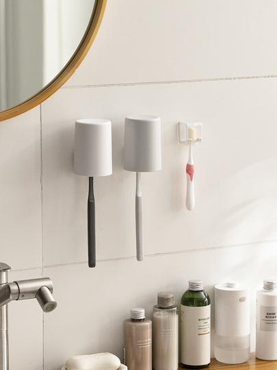 Blue)Porte-brosse à Dents Mural, Ventouse Magnétique De Bain De Bouche, Support Mural, Gobelets