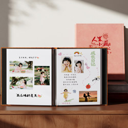 Small Leather-Covered DIY Self-Adhesive Laminated Photo Album for Babies 4567inch Family Large-Capacity Polaroid Souvenir Album Photo Collection