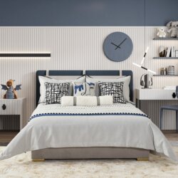 Showroom Model Room Furniture Set Boys' Room Children's Blue Cartoon Character Bedding Set Plaid