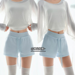 Blue Sports Shorts for Women 2026 Spring/Summer New High-Waisted Casual Straight-Leg Slimming Hip-Hugging Hot Pants for Petite Figures