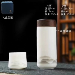 Jingdezhen Ceramic Liner Thermos Cup Double-Layer Ceramic Water Cup Jade Porcelain Heat Insulation Non-Scalding Gift