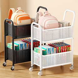 Carbon Steel Backpack Storage Rack, Movable Trolley, Book Storage Rack, Household Backpack Holder, Under-Desk Sliding Cabinet