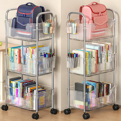 Acrylic Schoolbag Storage Rack, Floor-Standing Mobile Trolley for Books, Under-Desk Cabinet, Multi-Layer Storage Rack for Home Use