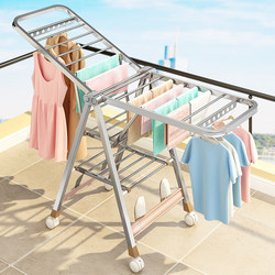 Stainless Steel Clothes Drying Rack, Foldable Floor-Standing Rack for Bedroom Balcony, Household Baby Clothes Drying Rack, Quilt Drying Tool