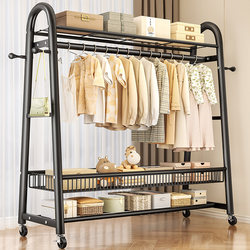 Floor-Standing Clothes Rack for Bedroom, Movable Clothes Hanger, Household Indoor Multifunctional Clothes Storage Rack, Storage Coat Rack