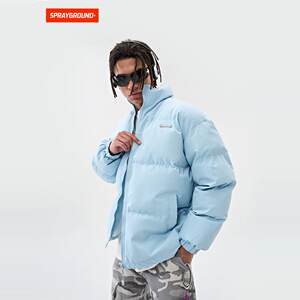 
SprayGround shark mouth printed dopamine cotton jacket for men standing collar couple loose warm cotton jacket for women