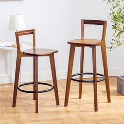 Bar Stool Nordic Solid Wood Bar Stool Milk Tea Shop Cashier Front Desk High Stool Island Bar Simple Backrest Bar Chair