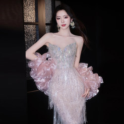 High-End Stunning Evening Dress for Women, Bling-Bling Heavy Craftsmanship Birthday Party Dress, Elegant and Luxurious Niche Design