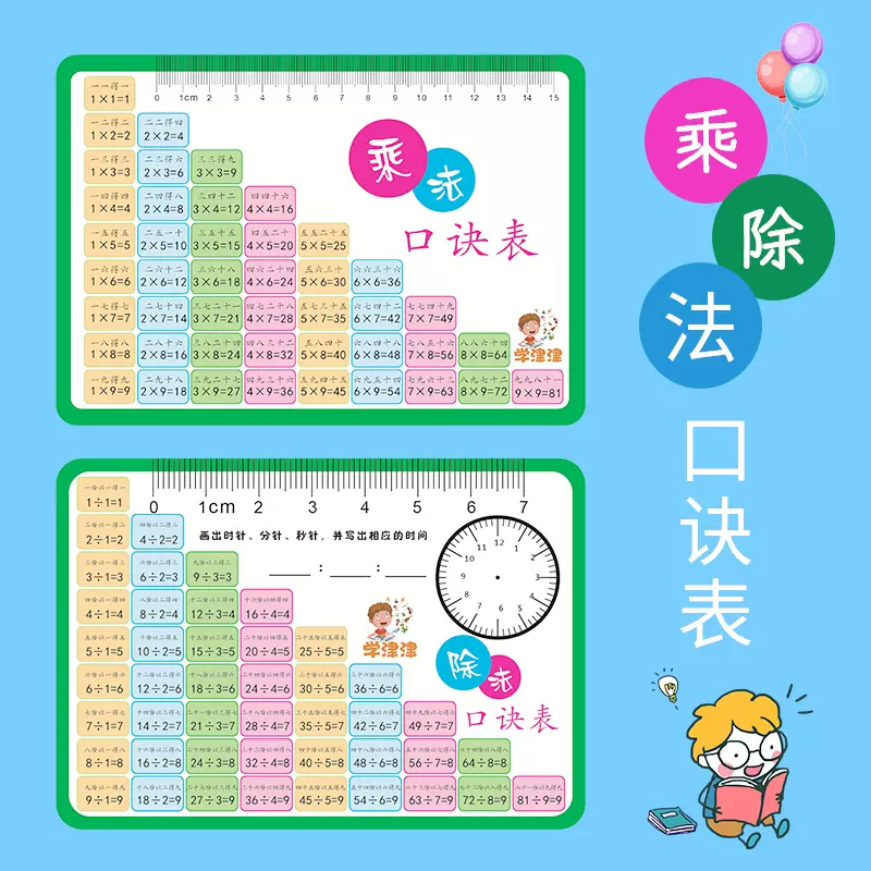 乘法口诀表99乘除法口诀卡片小学数学口诀表二年级全套九