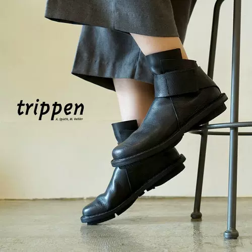 女款现货】trippen平底情侣款短筒靴魔术贴德国手工艺鞋- Taobao
