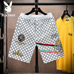 Playboy Ice Silk Shorts Men's 2026 Summer New Casual Five-Point Shorts Trendy Brand Men's Loose Beach Shorts