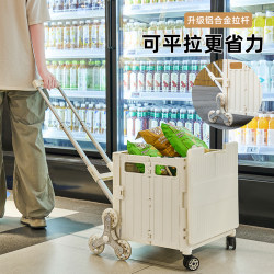 Cable pull foldable home shopping cart