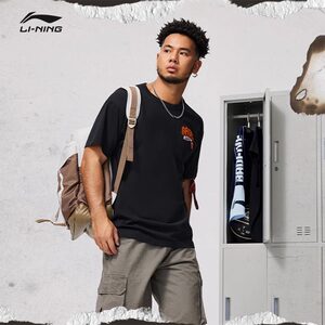 
Li Ning short-sleeved T-shirt reverse Wu BADFIVE men's summer new round neck printing casual and comfortable AHSU157