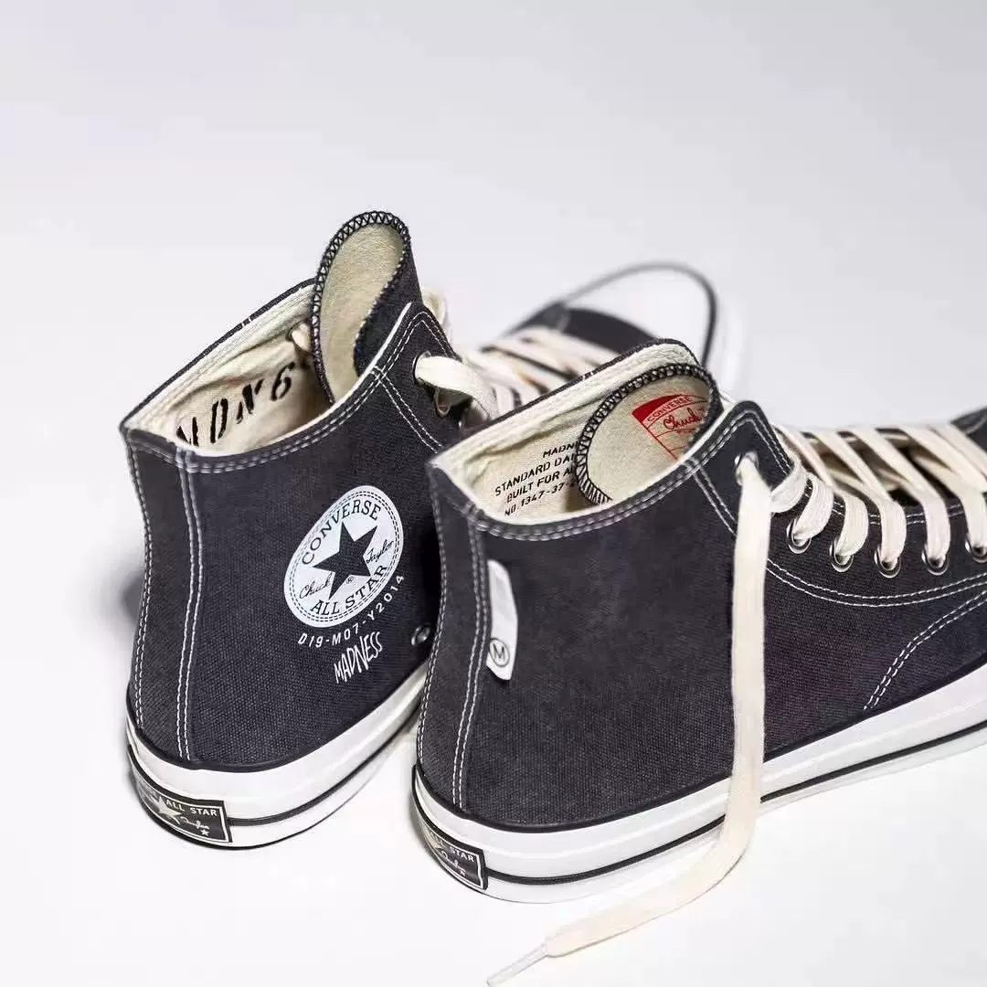 日版匡威CONVERSE Addict Madness联名做旧水洗黑高帮余文乐同款-Taobao