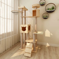 New Style Cat Climbing Frame for Home Use, Solid Wood Cat House, Space Capsule Design, Large Cat Tree, Cat Jumping Platform, Cat Villa All-In-One